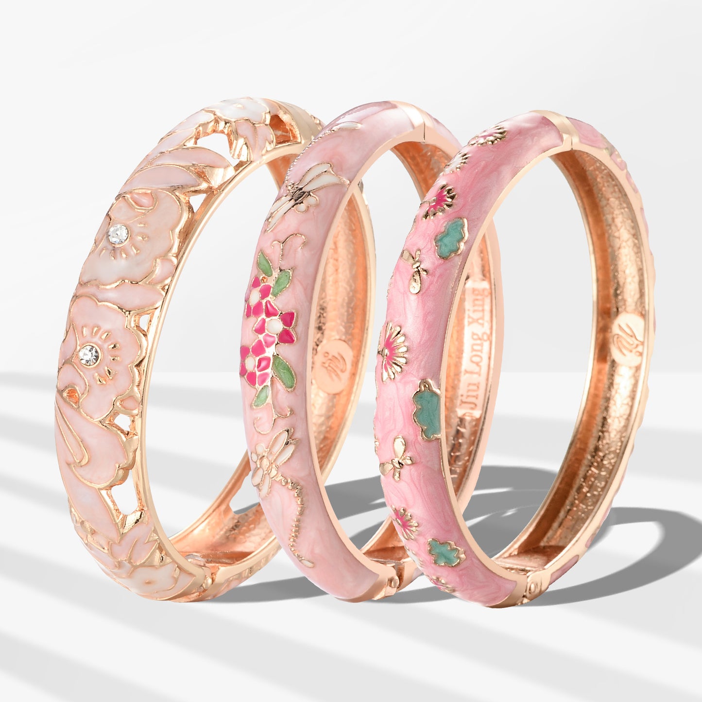 UJOY Womens Multi-Colors Cloisonne Bracelet Gold Plated Flower Hollowed Enameled Hinged Cuff Bangles Jewelry
