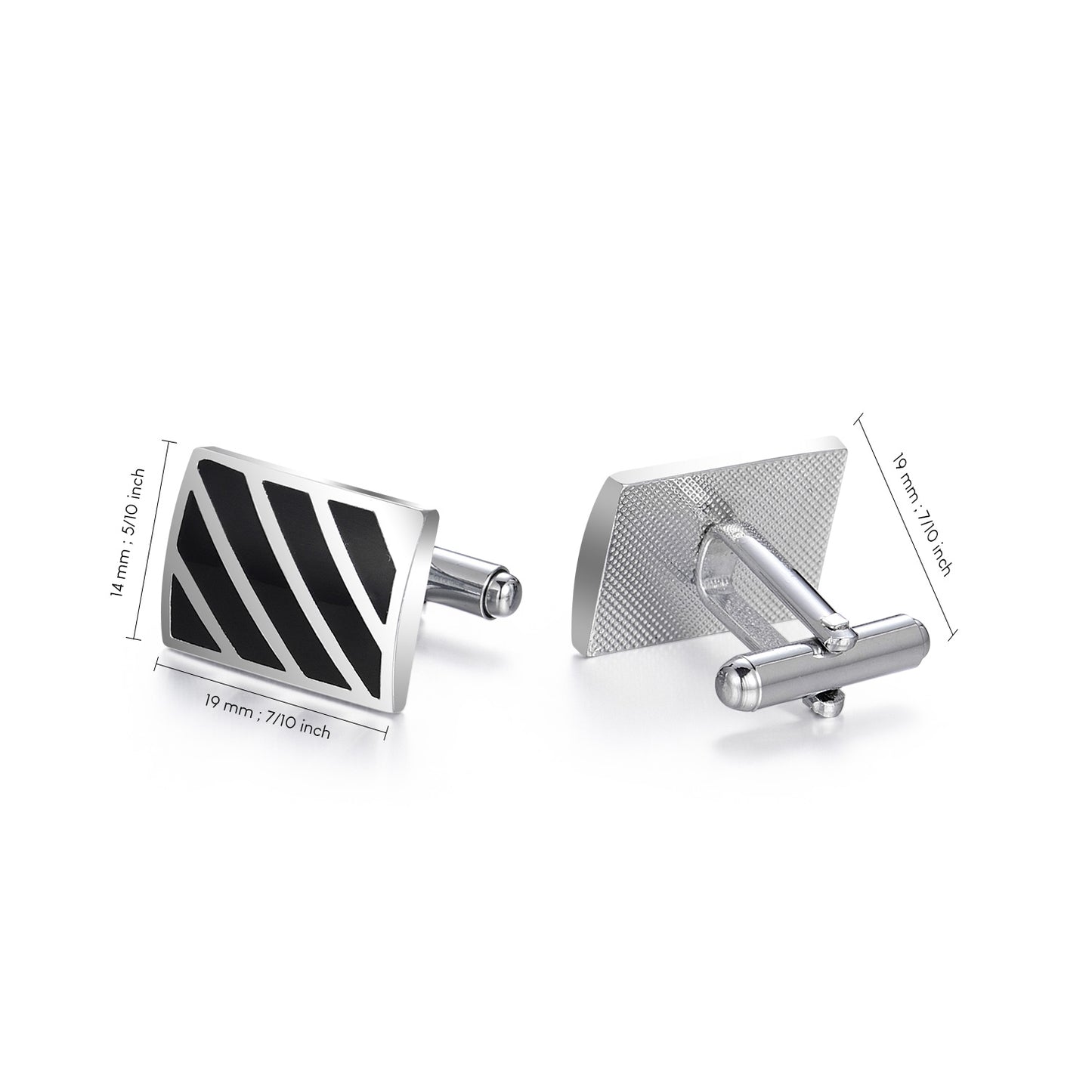 UJOY Men's Jewelry Cufflinks for Shirts for Weddings, Business, Dinner Enamel Black in Silver