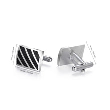 Load image into Gallery viewer, UJOY Men&#39;s Jewelry Cufflinks for Shirts for Weddings, Business, Dinner Enamel Black in Silver