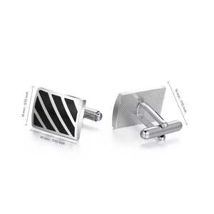 UJOY Men's Jewelry Cufflinks for Shirts for Weddings, Business, Dinner Enamel Black in Silver
