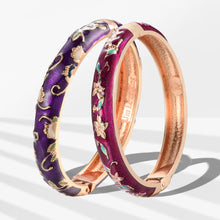 Cargar imagen en el visor de la galería, UJOY Designer Indian Style Cloisonne Bracelets Openable Cuff Enameled Bangles Set Jewelry Gift for Women