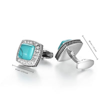 Cargar imagen en el visor de la galería, UJOY Blue Navy Crystal Square Cufflinks for Men Classical Cuff Links with Elegant Design Box