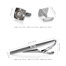 Load image into Gallery viewer, UJOY Cufflinks and Tie Pin Set Blanks Black Color Shirt Tuxedo Buttons Packed in Cufflink Box for Men