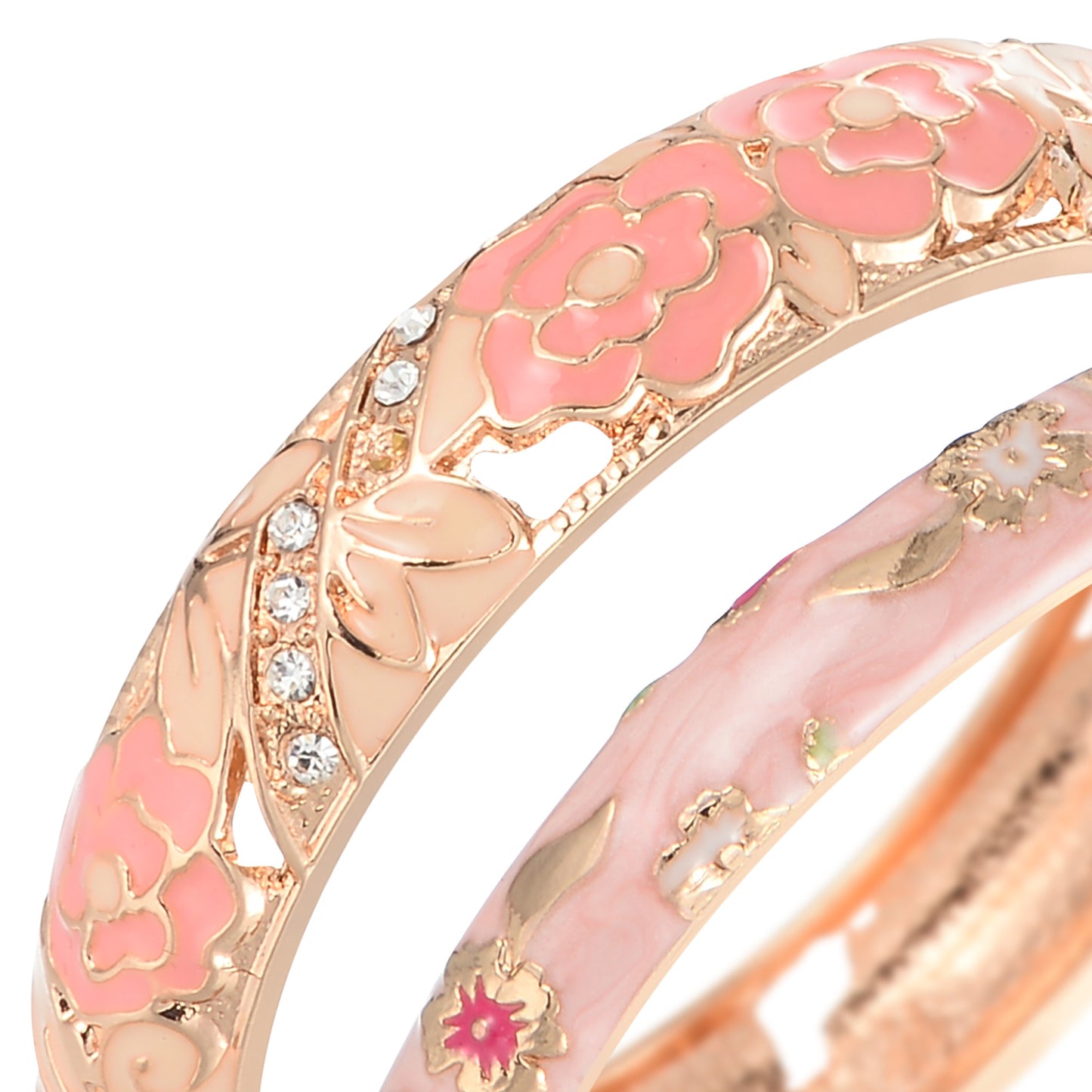 UJOY Women Multi-Colors Cloisonne Bracelet Gold Plated Flower Hollowed Enameled Hinged Cuff Bangles Jewelry Gift