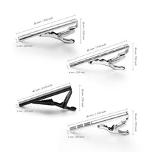 Cargar imagen en el visor de la galería, UJOY Tie Clips for Men 4 Pcs Tie Bars Pinch Clip Set Silver 2.3 Inches Business Shirt Necktie Parts