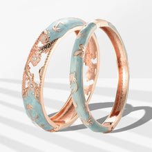 Load image into Gallery viewer, UJOY Fashion Cloisonne Bracelets Gold Plated Butterfly Filigree Enameled Womens Gifts Bangles Spring Hinged