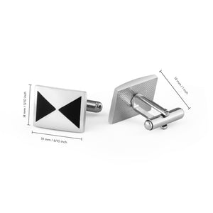 UJOY Silver Color with Black Triangles Men's Jewelry Cufflinks for Shirts for Weddings, Business, Dinner