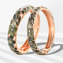 Load image into Gallery viewer, UJOY Bracelet Cloisonne Jewelry Fashion Opening Hinged Bangles Crafted Blue Colored Enamel Flower Gifts for Women