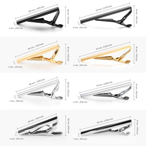 UJOY Tie Clips for Men, 8 Pcs Tie Bars Pinch Clip Set Silver 2.3 Inches 1.5 Inches Business Shirt Necktie Parts