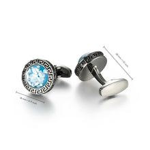 Cargar imagen en el visor de la galería, UJOY Dark Silver Color with Blue Stone Decorated Men&#39;s Jewelry Cufflinks Shirts for Weddings, Business, Dinner