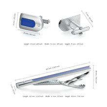 Cargar imagen en el visor de la galería, UJOY Cufflinks and Studs Set Blanks Blue Color Shirt Tuxedo Buttons Packed in Cufflink Box for Men