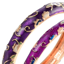 Cargar imagen en el visor de la galería, UJOY Designer Indian Style Cloisonne Bracelets, 2.4&#39;&#39; Openable Cuff Enameled Bangles Set Jewelry Gift for Women Packed in Box 55A111-55B31