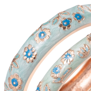 UJOY Cloisonne Bangles Gorgeous National Floral Set Enameled Gold Plated Handcrafted Bracelets Jewelry