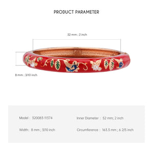 UJOY Gorgeous Jewelry Enemal Bracelets-Cloisonne Floral Golden Spring Openable Cuff Bangles Gifts for Women Girl