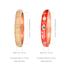 Load image into Gallery viewer, UJOY Vintage Cloisonne Bracelets Cuff Golden Metal Bangles Indian Flower Red Enameled Jewelry Cuff Bangles