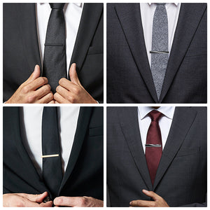 UJOY Tie Clips for Men, 8 Pcs Tie Bars Pinch Clip Set Silver 2.3 Inches 1.5 Inches Business Shirt Necktie Parts