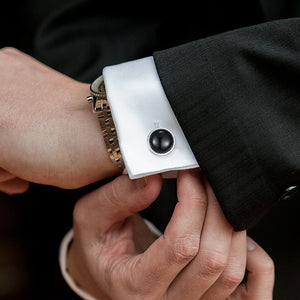 UJOY Men's Jewelry Black Stone Cufflinks for Tuxedo Shirts for Weddings, Business, Dinner