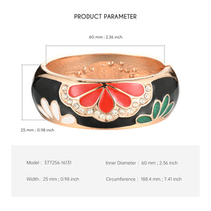 UJOY Hand-Painted Bangle High Polish Alloy Wide Large Bracelet Jewelry for Women Gift Box 7725
