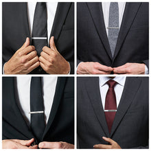 Cargar imagen en el visor de la galería, UJOY Tie Clips for Men 4 Pcs Tie Bars Clip Set Silver Black 2.3 Inches Business Shirt Necktie Parts