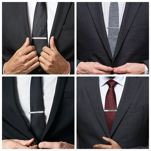UJOY Tie Clips for Men 4 Pcs Tie Bars Clip Set Silver Black 2.3 Inches Business Shirt Necktie Parts