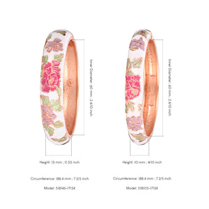 UJOY Cloisonne Bangles Gorgeous Flowers Set Enameled Gold Plated Handcrafted Bracelets Jewelry
