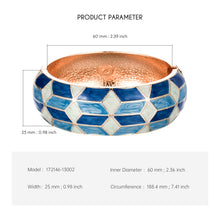 Load image into Gallery viewer, UJOY Enamel Bracelet Bangle Golden Carved Alloy Hinged Cloisonne Jewelry