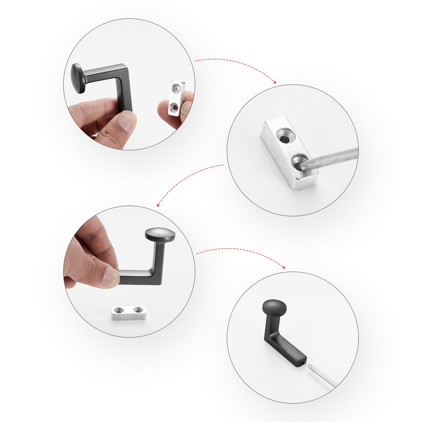 SARIHOSY 5Pcs Sets Wall Hook Grey Coat Hook Wall Hooks Towel Hook Bathroom Hook Kitchen Hook Heavy Duty Hook  834-PB