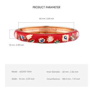UJOY Gorgeous Jewelry Enemal Bracelets-Cloisonne Floral Golden Spring Openable Cuff Bangles Gifts for Women Girl