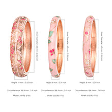 Cargar imagen en el visor de la galería, UJOY Womens Multi-Colors Cloisonne Bracelet Gold Plated Flower Hollowed Enameled Hinged Cuff Bangles