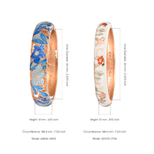 Load image into Gallery viewer, UJOY Vintage Jewelry Cloisonne Handcrafted Enameled Gorgeous Rhinestone Rose Gold Hinged Cuff Bangles