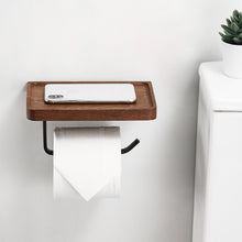 Cargar imagen en el visor de la galería, SARIHOSY Wooden Toilet Paper Holder Black Walnut Roll Paper Storage Rack Roll Paper Accessories With Mobile Phone Storage Rack 115-C