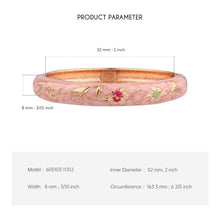 Cargar imagen en el visor de la galería, UJOY Women&#39;s Bangle Bracelet Golded Alloy Hinged Flower Enameled Cloisonne Jewelry with Gift Box 55B01