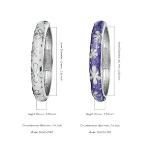 UJOY Gorgeous Jewelry Enemal Bracelets-Cloisonne Floral Golden Spring Openable Cuff Bangles Gifts for Women Girl