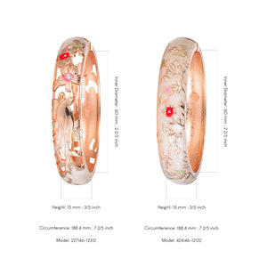 UJOY Colors Handcraft Jewelry Cloisonne Bracelet Enamel Hollowed Bird Spring Hinged Womens Bangles