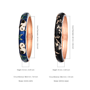 UJOY Cloisonne Chinese Panda Bracelets-Gold Plated Gorgeous Handcrafted Gifts Enamel Bangles Set for Women