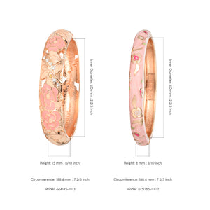 UJOY Women Multi-Colors Cloisonne Bracelet Gold Plated Flower Hollowed Enameled Hinged Cuff Bangles Jewelry Gift