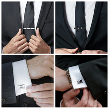 Load image into Gallery viewer, UJOY Cufflinks and Tie Pin Clips Set in Gift Box Enamel Classic Design