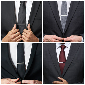 UJOY Tie Clips for Men 4 Pcs Tie Bars Pinch Clip Set Silver 2.3 Inches Business Shirt Necktie Parts