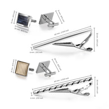 Cargar imagen en el visor de la galería, UJOY Cufflinks and Tie Clips Set Enamel Gold Silver Plated Classic Design in Gift Box