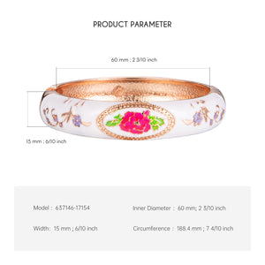 UJOY Gorgeous Jewelry Enemal Bracelets-Cloisonne Floral Golden Spring Openable Cuff Bangles Gifts for Women Girl