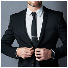 Cargar imagen en el visor de la galería, UJOY Enamel Black Silver Polish Tie Pin Tie Clip for Men Business Wedding