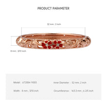 Cargar imagen en el visor de la galería, UJOY Vintage Cloisonne Bracelets Cuff Golden Metal Bangles Indian Flower Pink Enameled Jewelry Box