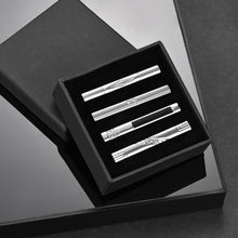 Cargar imagen en el visor de la galería, UJOY Tie Clips for Men 4 Pcs Tie Bars Clip Set Silver Black 2.3 Inches Business Shirt Necktie Parts