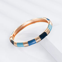 Load image into Gallery viewer, UJOY Enamel Bracelet Bangle Golden Carved Alloy Hinged Cloisonne Jewelry Gift Box Packed