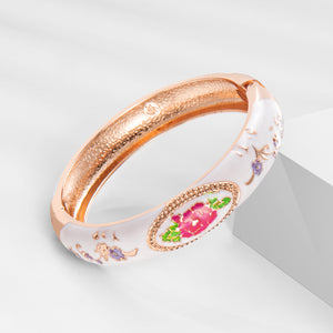 UJOY Gorgeous Jewelry Enemal Bracelets-Cloisonne Floral Golden Spring Openable Cuff Bangles Gifts for Women Girl