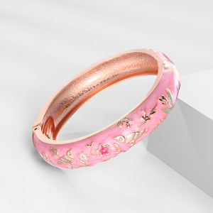 UJOY Colors Handcraft Jewelry Cloisonne Bracelet Enamel Bird Flower Spring Hinged Womens Bangles Gifts Box 55C49