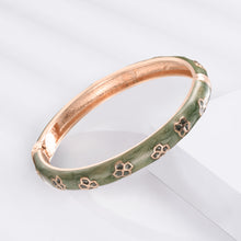 Load image into Gallery viewer, UJOY Womens Multi-Colors Cloisonne Bracelet Gold Plated Flower Hollowed Enameled Hinged Cuff Bangles