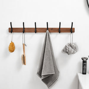 SARIHOSY Black Wood Wall Hook Wall Hanging Coat Rack for Bathroom Kitchen Bedroom Hallway Wall Hooks Coat Clothes Holder 114-5