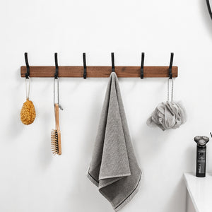 SARIHOSY Black Wood Wall Hook Wall Hanging Coat Rack for Bathroom Kitchen Bedroom Hallway Wall Hooks Coat Clothes Holder