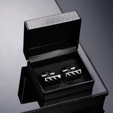 Load image into Gallery viewer, UJOY Men&#39;s Jewelry Cufflinks for Shirts for Weddings, Business, Dinner Enamel Black in Silver
